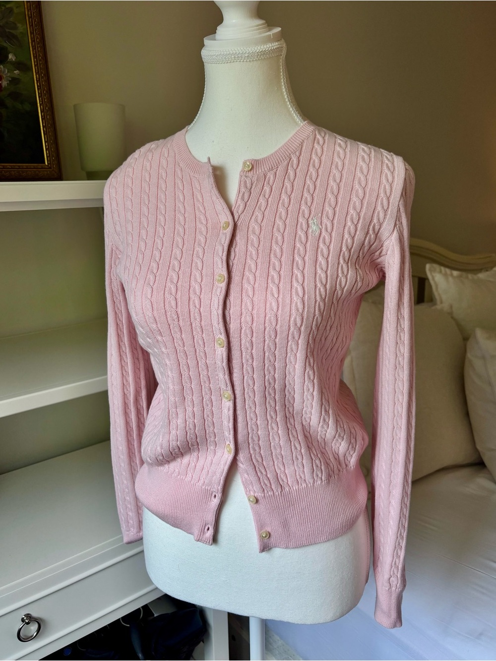 Ralph Lauren Pink Cable-Knit Cardigan